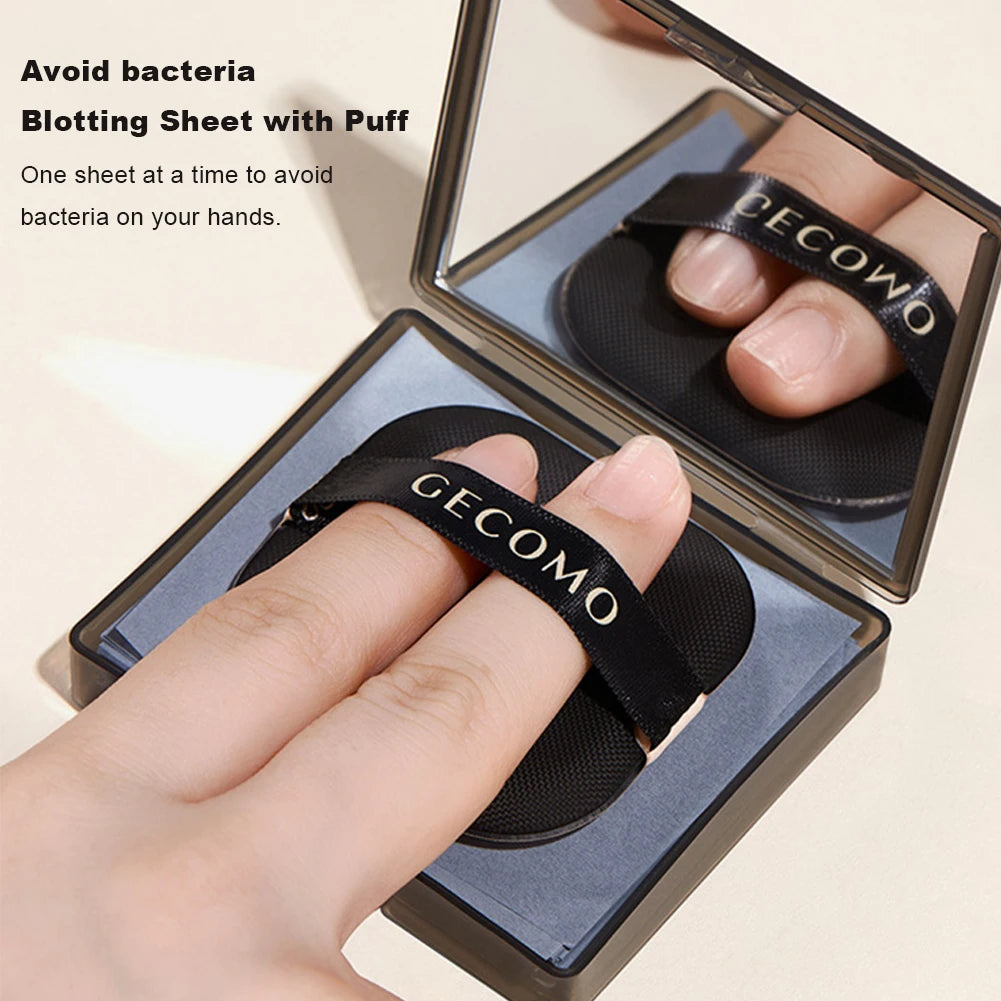 Bamboo Charcoal Oil Blotting Sheets – 100 Sheets with Case & Powder Puff