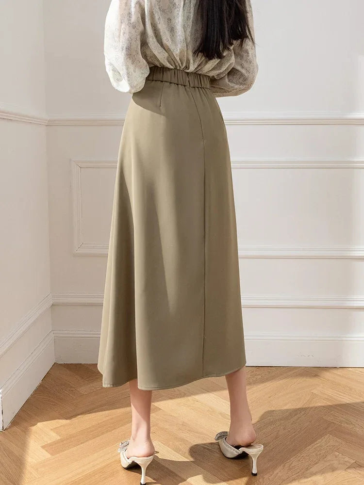Falda Midi A-Line Cintura Alta