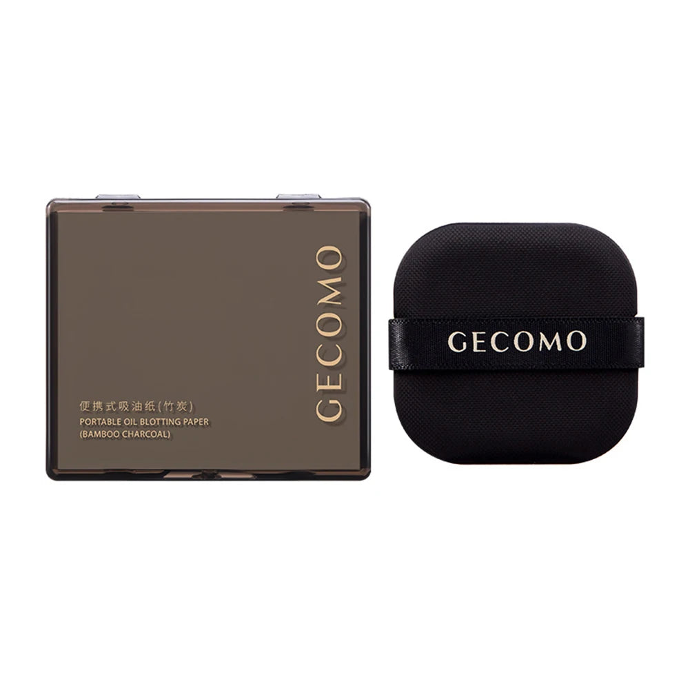 Bamboo Charcoal Oil Blotting Sheets – 100 Sheets with Case & Powder Puff