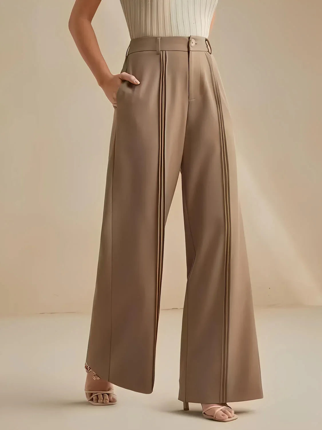 Pantalón Palazzo Cintura Alta Fluido
