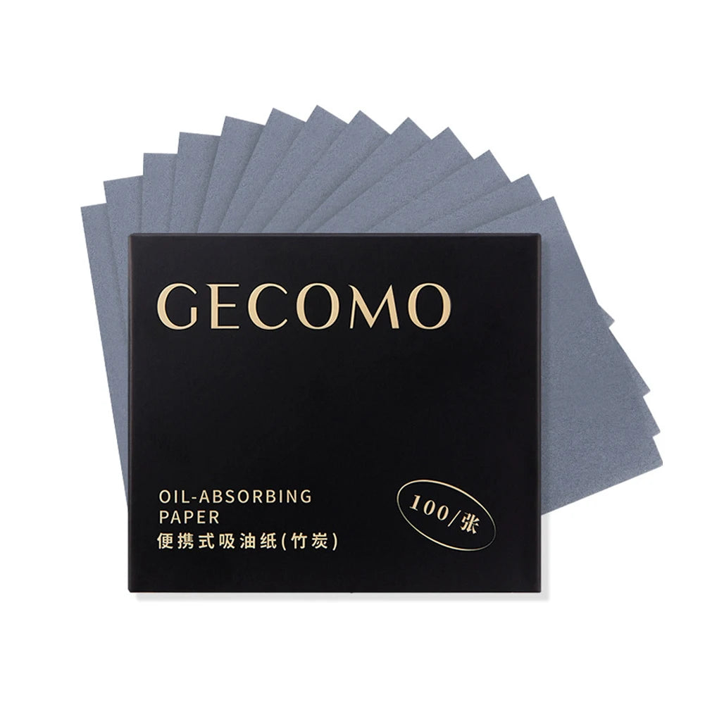 Bamboo Charcoal Oil Blotting Sheets – 100 Sheets with Case & Powder Puff