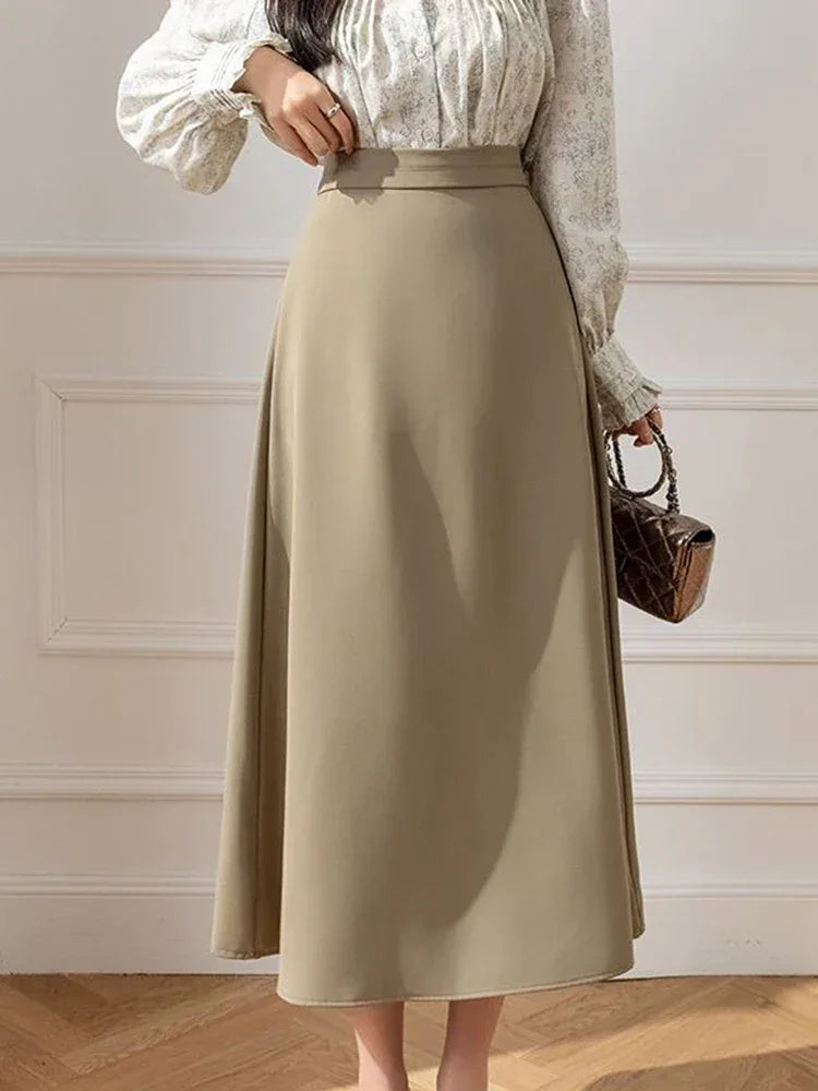 Falda Midi A-Line Cintura Alta